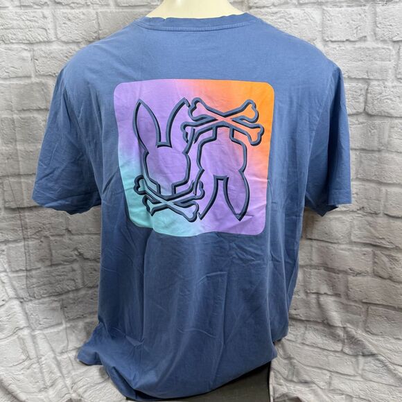 Psycho Bunny Graphic Rabbit Skull And Crossbones Men's 3XL T-Shirt Ombre Print - Picture 4 of 8